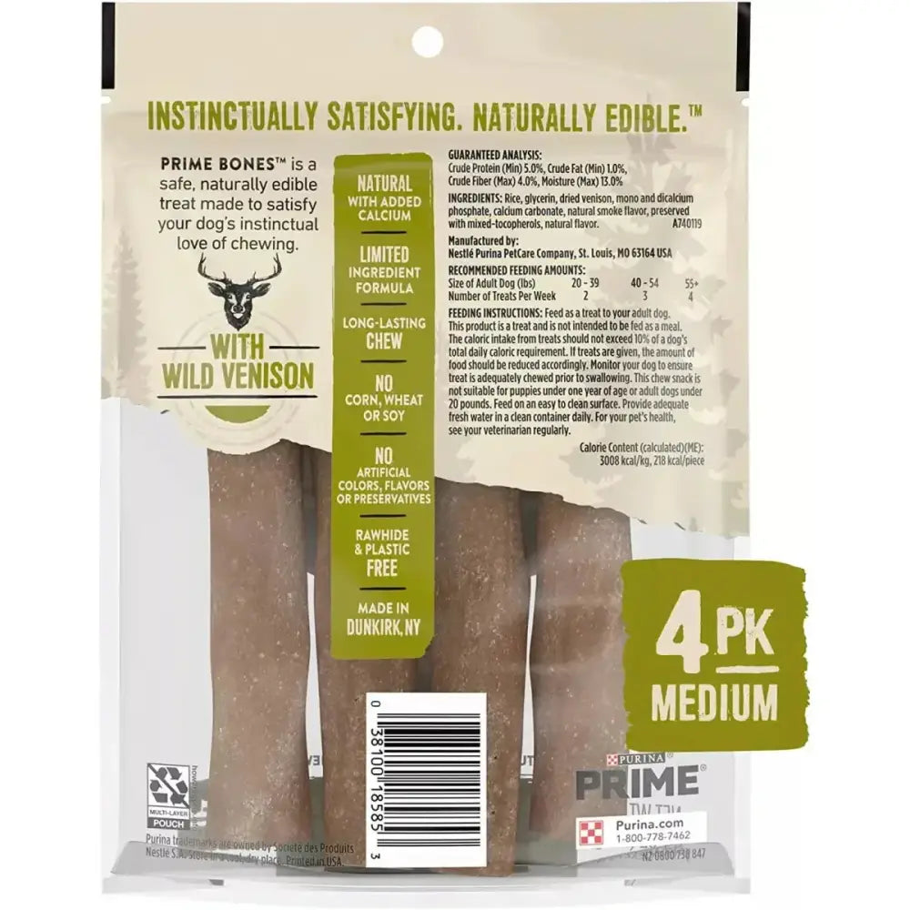 Purina Prime Bones Dog Chew Filled with Wild Venison Medium 9.7 oz - Talis Us