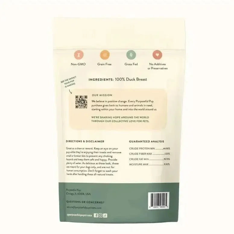 Purposeful Pup Treats Duck Jerky Dog Treats 8oz - Talis Us