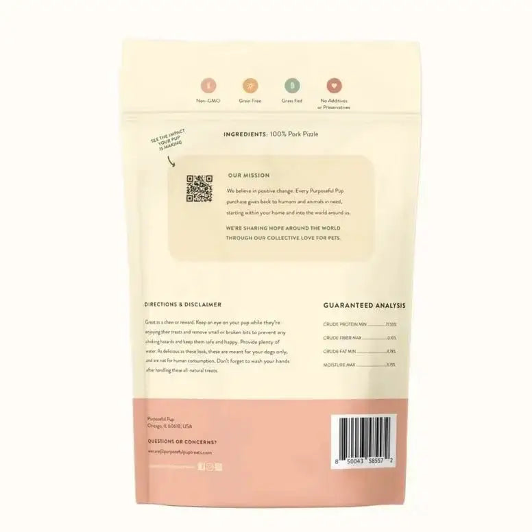 Purposeful Pup Treats Pork Pizzle Spiral Dog Treats 10 Pk - Talis Us