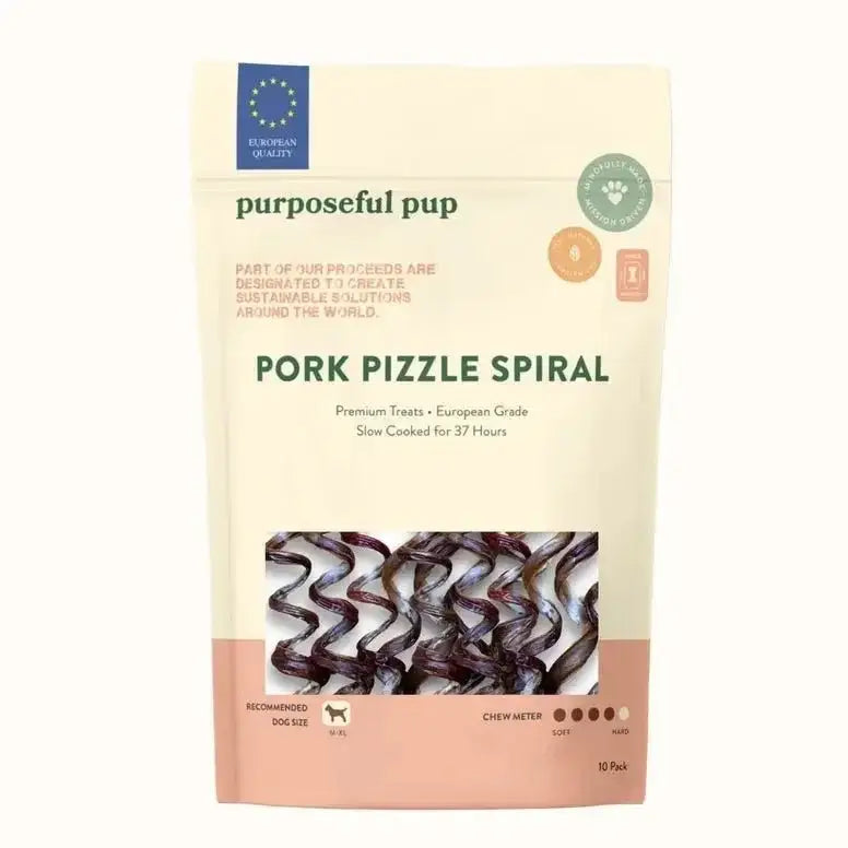 Purposeful Pup Treats Pork Pizzle Spiral Dog Treats 10 Pk - Talis Us
