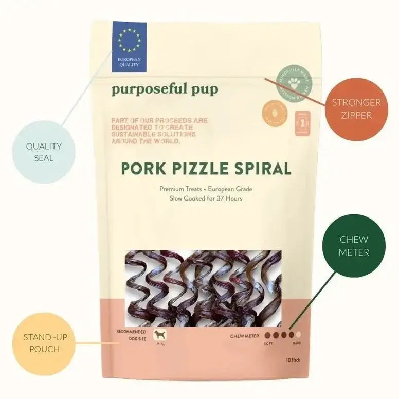 Purposeful Pup Treats Pork Pizzle Spiral Dog Treats 10 Pk - Talis Us