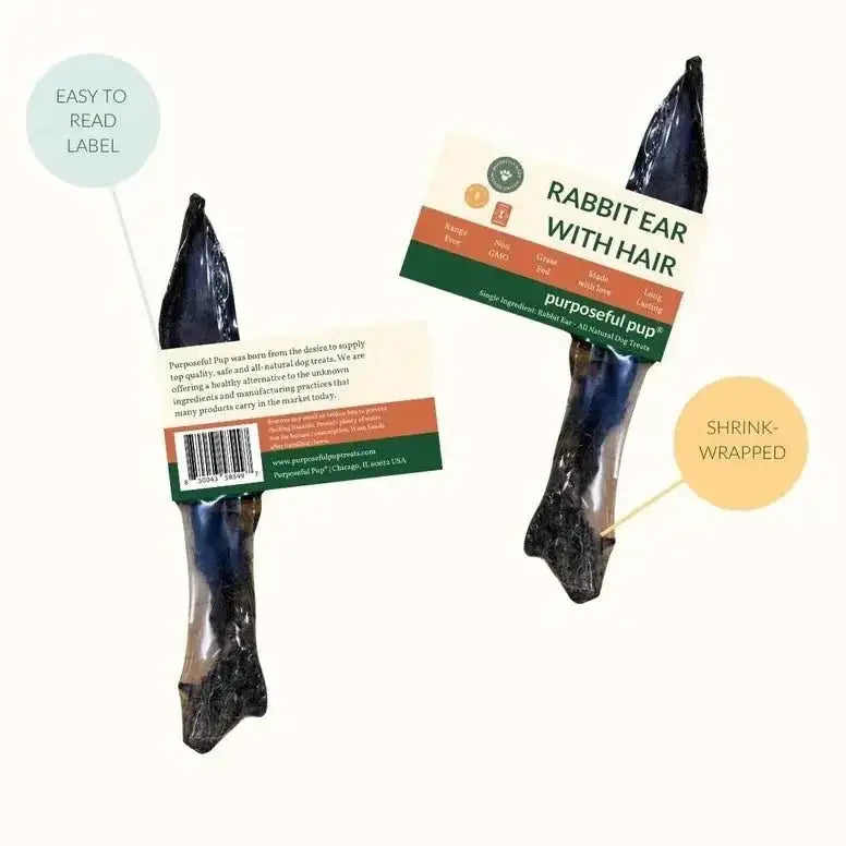 Purposeful Pup Treats Rabbit Ears with Hair Dog Treats 1 pack - Talis Us