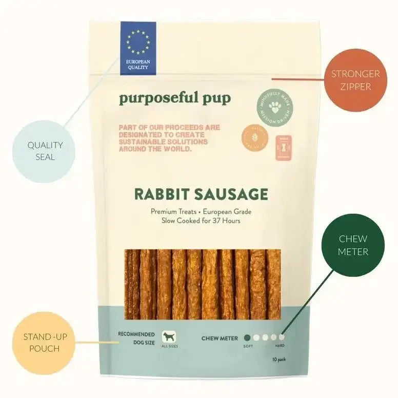 Purposeful Pup Treats Rabbit Sausage Dog Treats 10 Pack - Talis Us