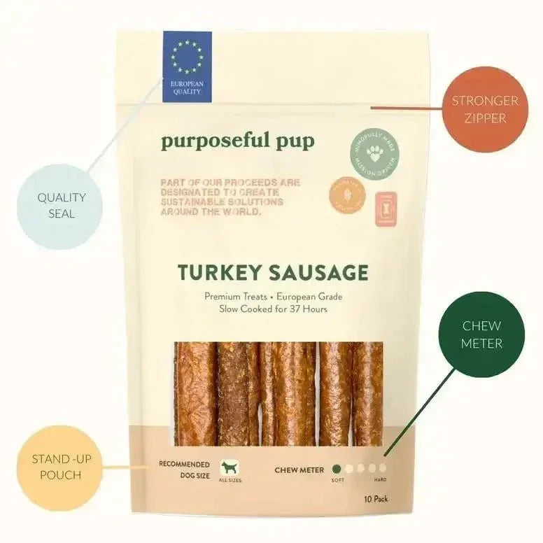 Purposeful Pup Treats Turkey Sausage Dog Treats 10 Pk - Talis Us
