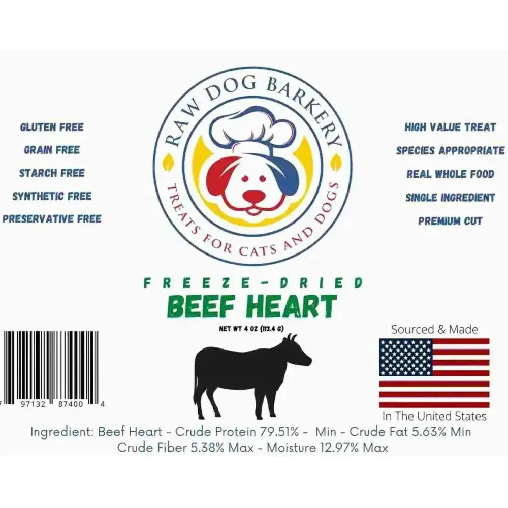 Raw Dog Barkery Beef Heart Freeze - Dried Dog Treats - Talis Us