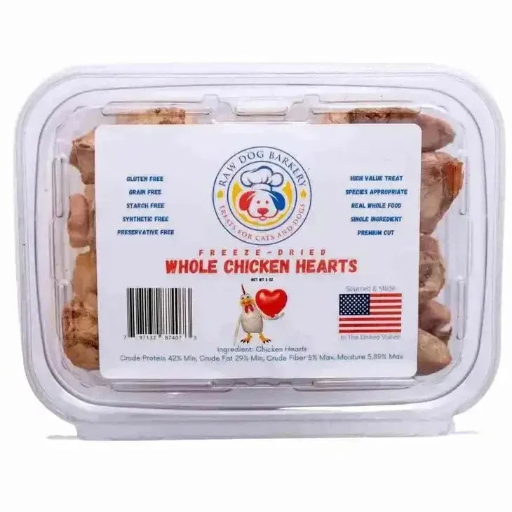 Raw Dog Barkery Chicken Hearts Whole Freeze - Dried Dog Treats - Talis Us