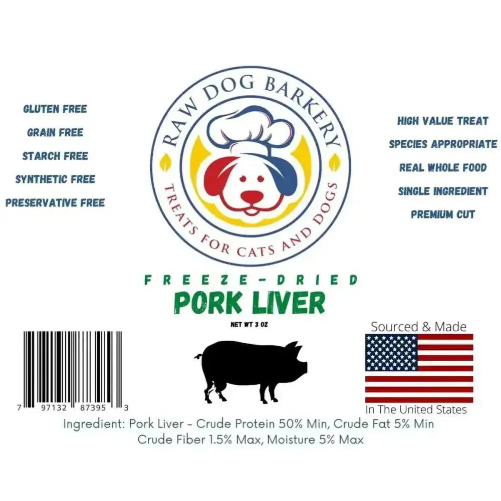 Raw Dog Barkery Pork Liver Freeze - Dried Dog Treats - Talis Us