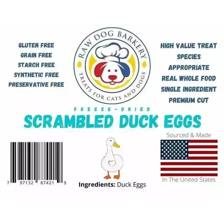 Raw Dog Barkery Scrambled Ducks Eggs Dog Treats Six pack 3oz Packages - Talis Us