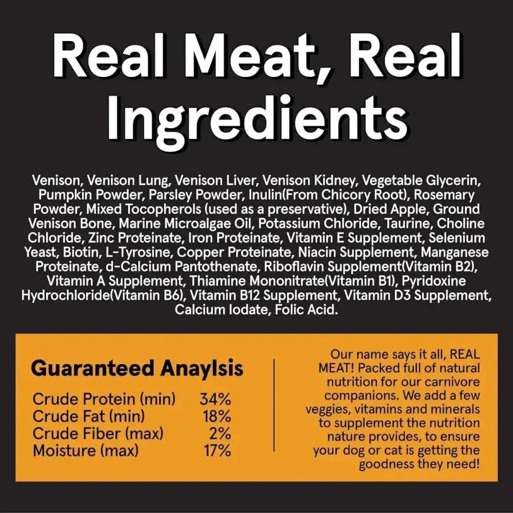 Real Meat Air Dried Grass - Fed Venison Dog Food 5lb - Talis Us