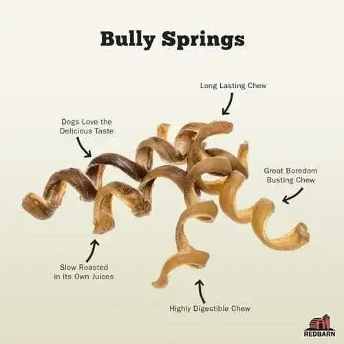 Redbarn Odor Free Bully Spring Dog Chews, long-lasting and highly digestible, perfect for bored dogs