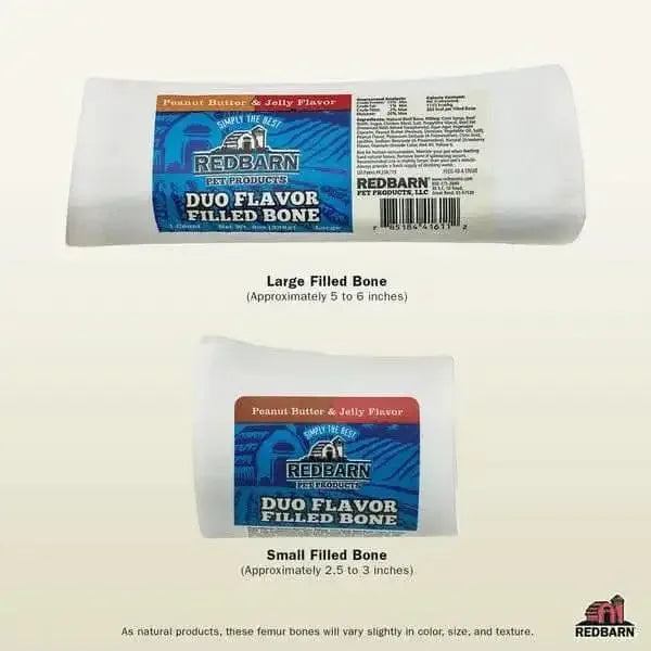 Redbarn Pet Products Duo Filled Bone Peanut Butter & Jelly Dog Treat Redbarn