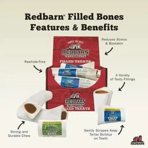 Redbarn Pet Products Filled Bone Natural Cheese & Bacon Dog Treat Redbarn