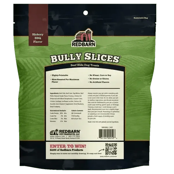 Redbarn Pet Products Natural Bully Slices Hickory BBQ Flavor Dog Treat 9 oz - Talis Us
