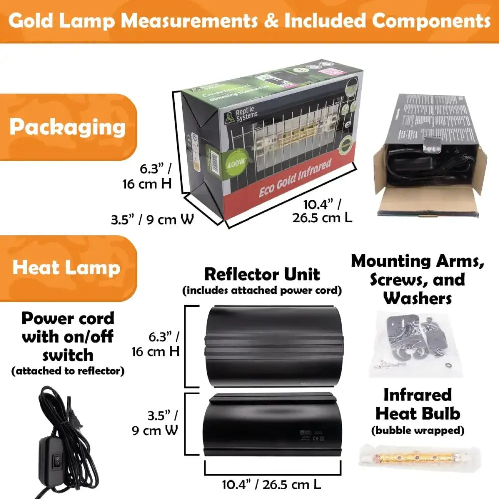 Reptile Systems Eco Gold Infrared Reptile Heat Lamp Unit - Talis Us