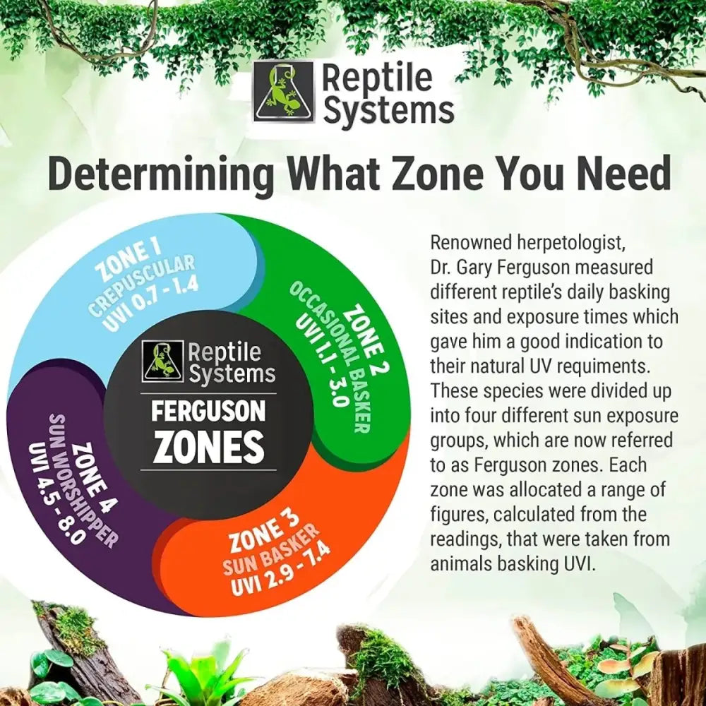 Reptile Systems Full Spectrum UVA & UVB Amphibian & Reptile Lighting T5 Light Fixture Zone 3 Lamp 12% - Talis Us