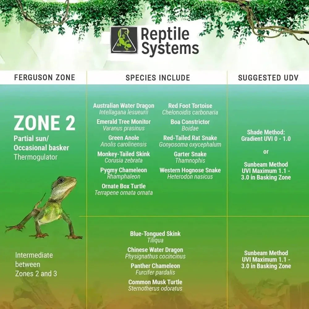 Reptile Systems Full Spectrum UVA & UVB Amphibian & Reptile Lighting Zone 2 Lamp 6% - Talis Us