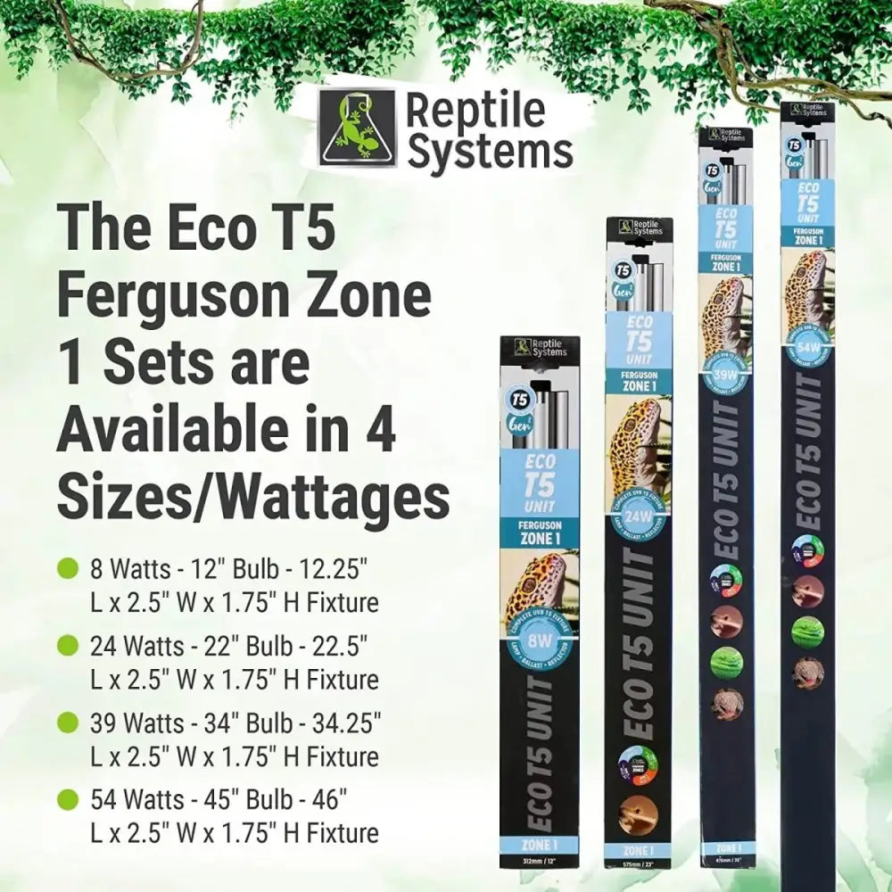 Reptile Systems Full Spectrum UVA & UVB T5 Light Fixture Zone 1 Lamp 2.4% - Talis Us