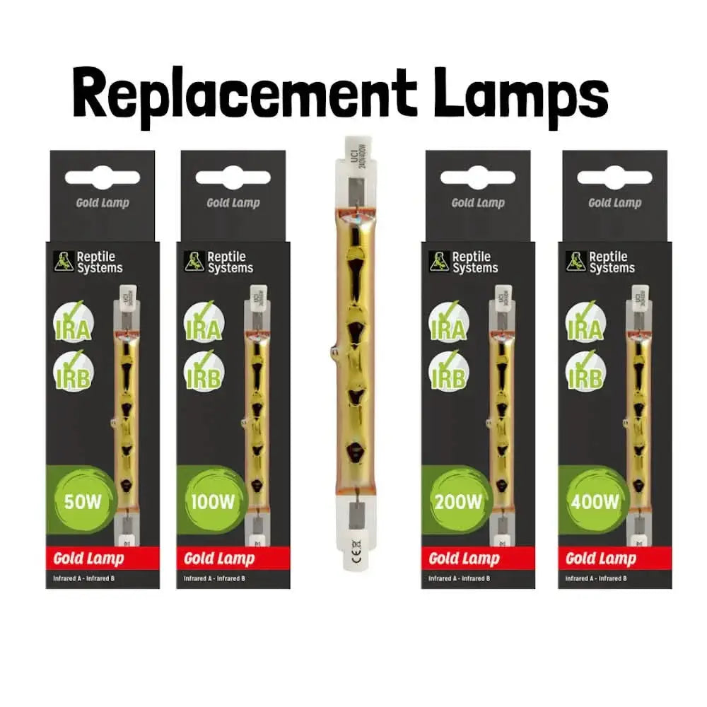 Reptile Systems infrared reptile heat bulb replacement options ranging from 50W to 400W for habitat heating