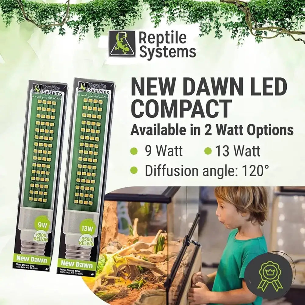 Reptile Systems New Dawn LED 6500K Bulb Lighting for Natural Plant Growth in Terrariums, Vivariums - Talis Us