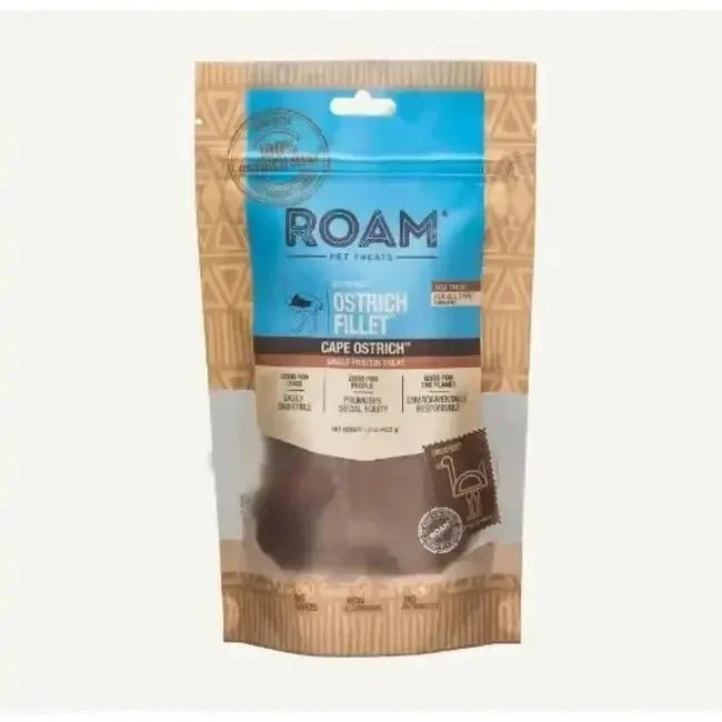 Roam Pet Ostrich Fillet Limited Ingredient Treats for Dogs 1.5oz - Talis Us