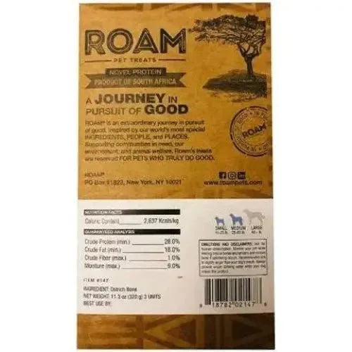 Roam Pet Treats Long Lasting Ostrich Gone Wild Dog Bone Treat 2pk - Talis Us