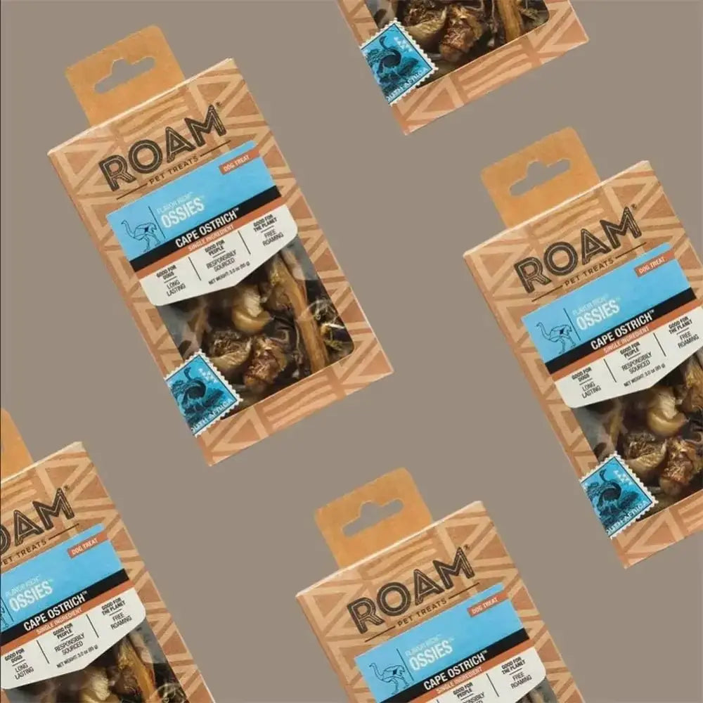 Roam Pet Treats Ossies Ostrich Tendons Chews for Dogs 3oz - Talis Us