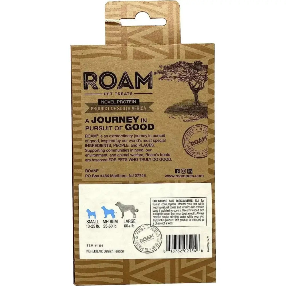 Roam Pet Treats Ossies Ostrich Tendons Chews for Dogs 3oz - Talis Us