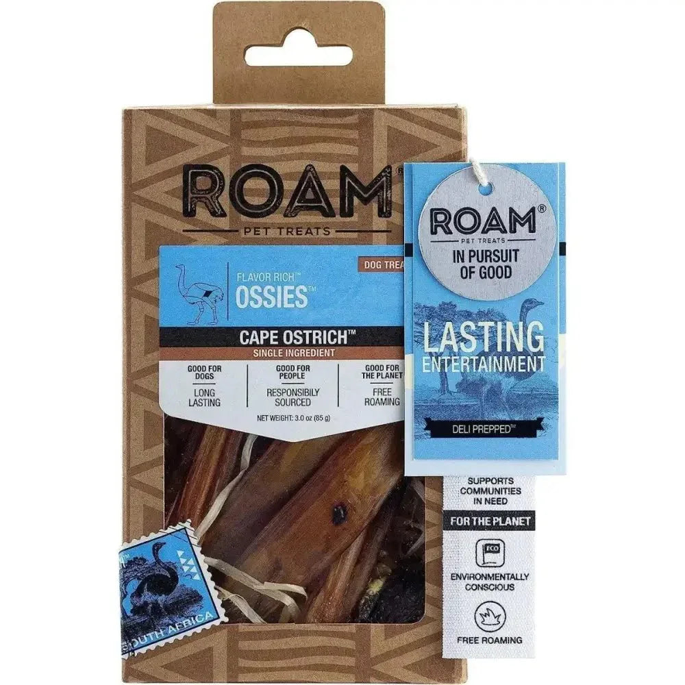 Roam Pet Treats Ossies Ostrich Tendons Chews for Dogs 3oz - Talis Us