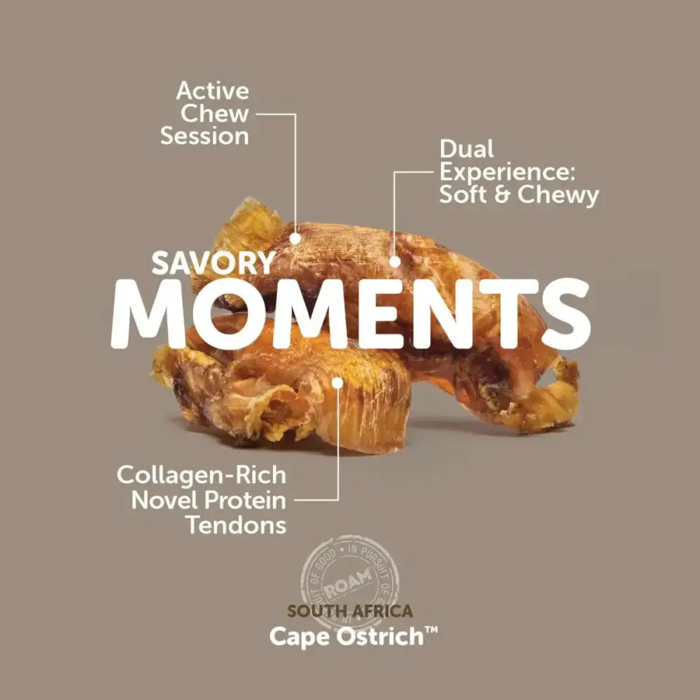 Roam Pet Treats Ossy Chops Ostrich Dog Chew - Talis Us