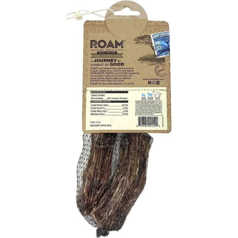 Roam Pet Treats Ossy Cuts Ostrich Neck Dog Chew for Small to Medium Dogs - Talis Us
