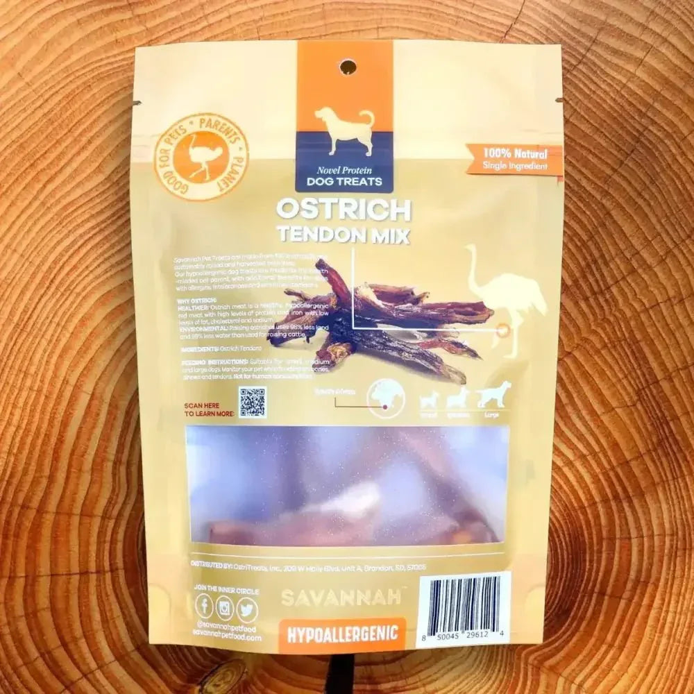 Savannah Chewy Ostrich Tendon Mix. Long - lasting, Natural Dog Chew Treat - Talis Us