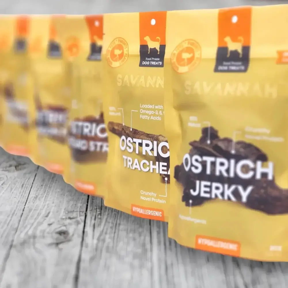 Savannah Crunchy Ostrich Esophagus Cuts. Light - weight, Natural Dog Chew Treat - Talis Us