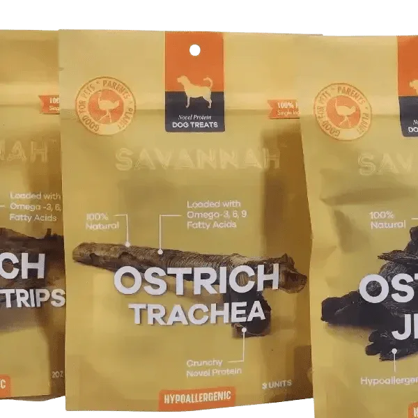 Savannah - Crunchy Ostrich Trachea Cuts. Light - weight, Natural Dog Chew Treat - Talis Us