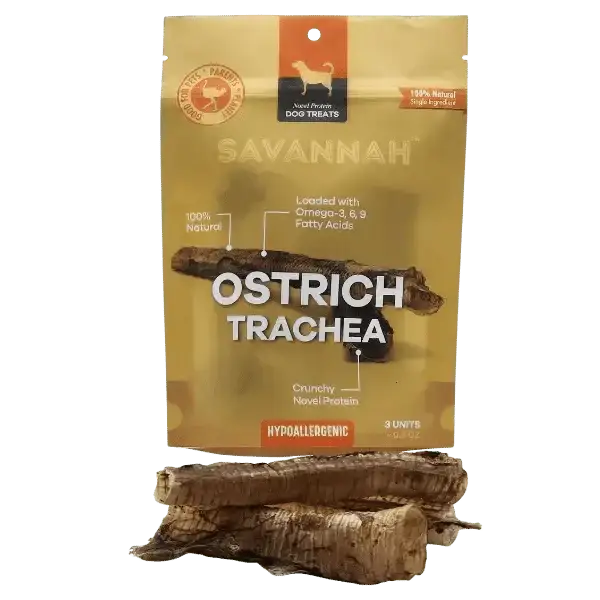 Savannah - Crunchy Ostrich Trachea Cuts. Light - weight, Natural Dog Chew Treat - Talis Us