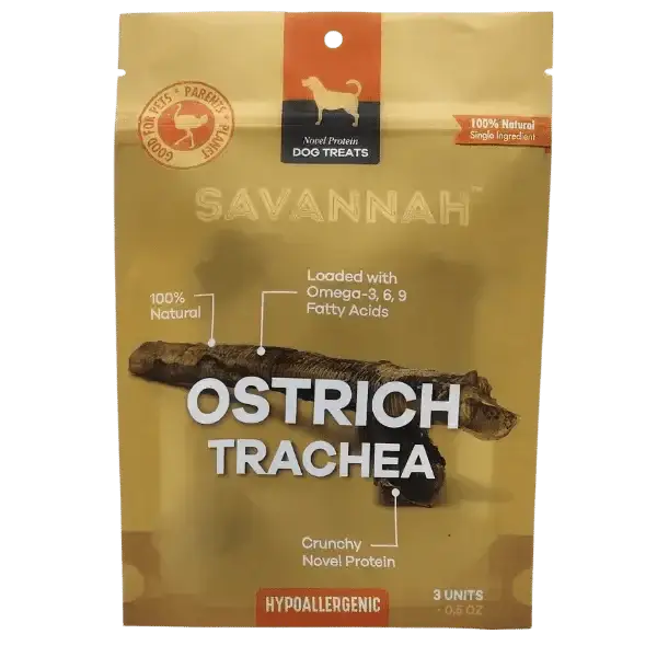 Savannah - Crunchy Ostrich Trachea Cuts. Light - weight, Natural Dog Chew Treat - Talis Us