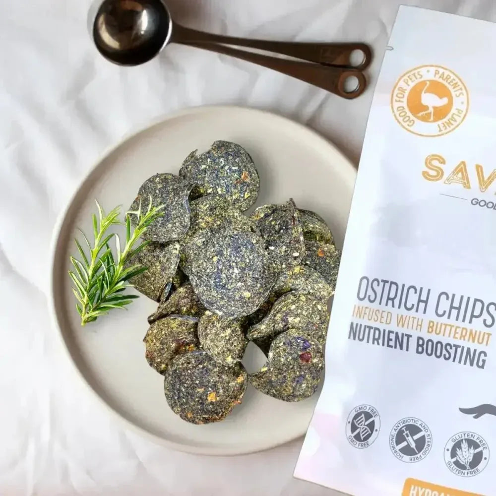 Savannah Hypoallergenic Ostrich Chips. Dog Treats with Nutritious Butternut 2.5oz - Talis Us