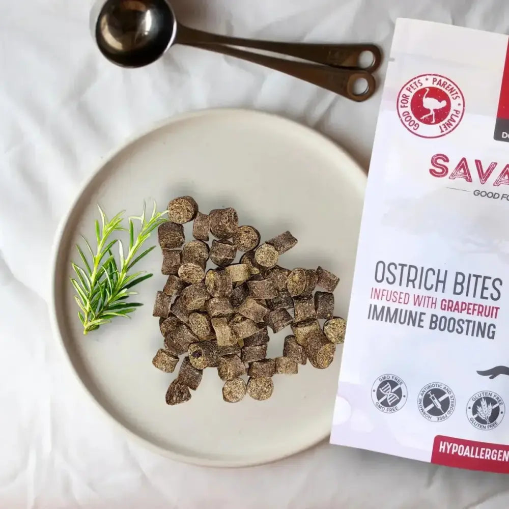 Savannah - Hypoallergenic Ostrich Sausages. Dog Treats with Skin Soothing Rooibos - Talis Us