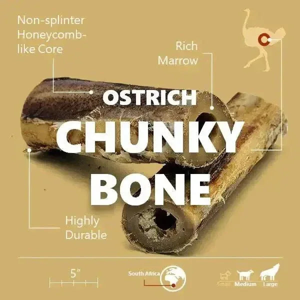 Savannah Splinter - Free Ostrich Chunky Bones. Long - lasting, Natural Dog Gnaw Treat - Talis Us