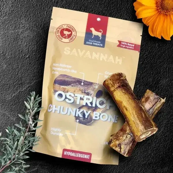 Savannah Splinter - Free Ostrich Chunky Bones. Long - lasting, Natural Dog Gnaw Treat - Talis Us
