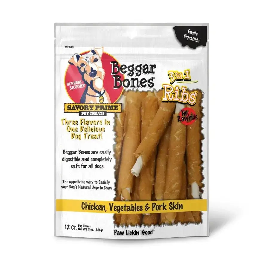 Savory Prime Beggar Bone 3in1 Ribs Dog Treat - Talis Us