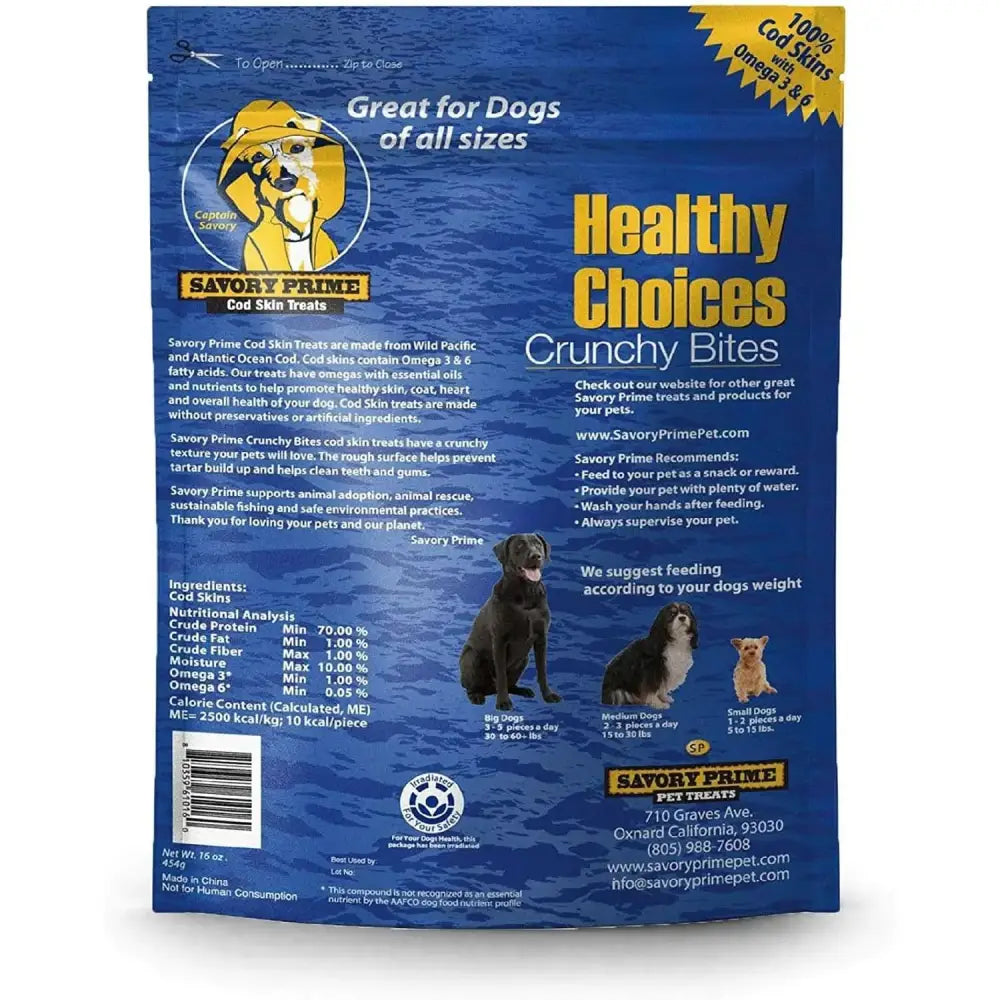Savory Prime Cod Skin Crunchy Bites Dog Treats Savory Prime CPD