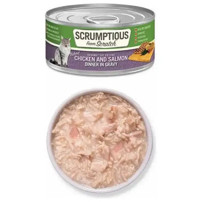 Scrumptious From Scratch Chicken & Salmon Dinner in Gravy Wet Cat Food 12/2.8oz - Talis Us