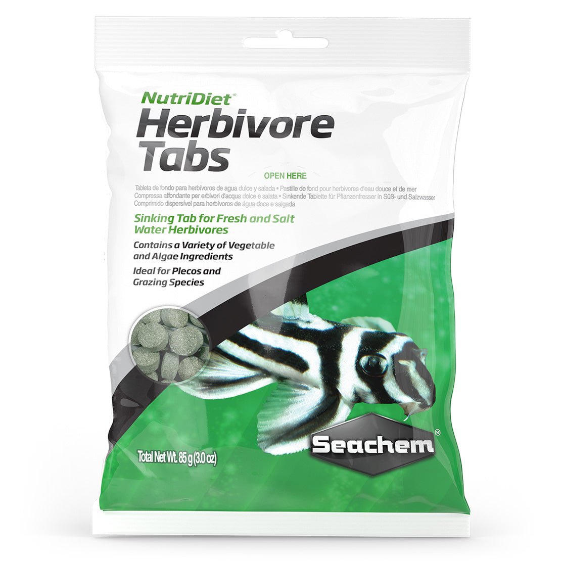 Seachem Laboratories NutriDiet Herbivore Fish Food Sinking Tablets 3Oz - Talis Us