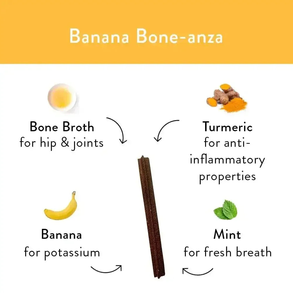 Shameless Pets Banana Bone - anza Dental Sticks Dog Treats - Talis Us