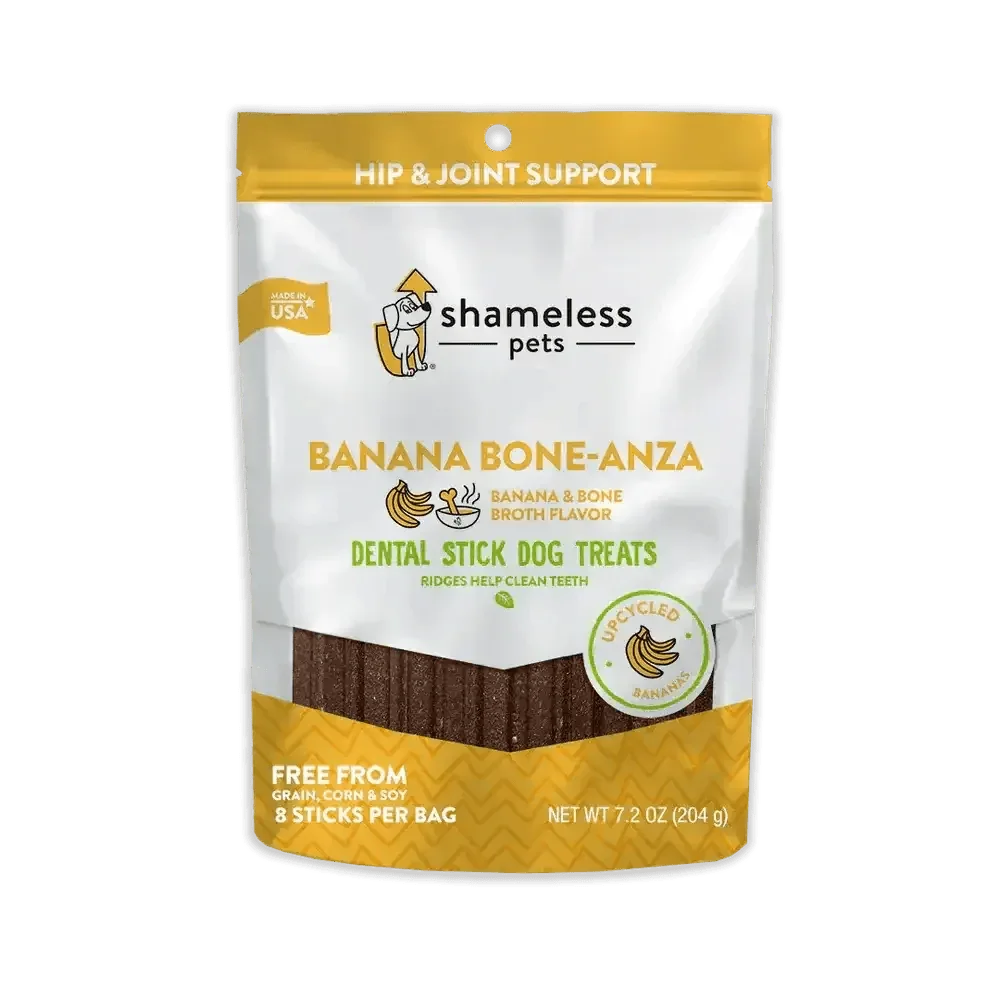 Shameless Pets Banana Bone - anza Dental Sticks Dog Treats - Talis Us