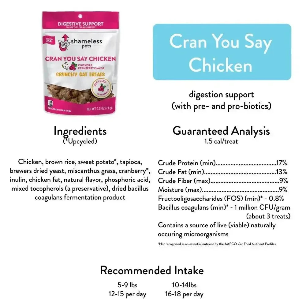 Shameless Pets Cran U Say Chicken Crunchy Cat Treats - Talis Us
