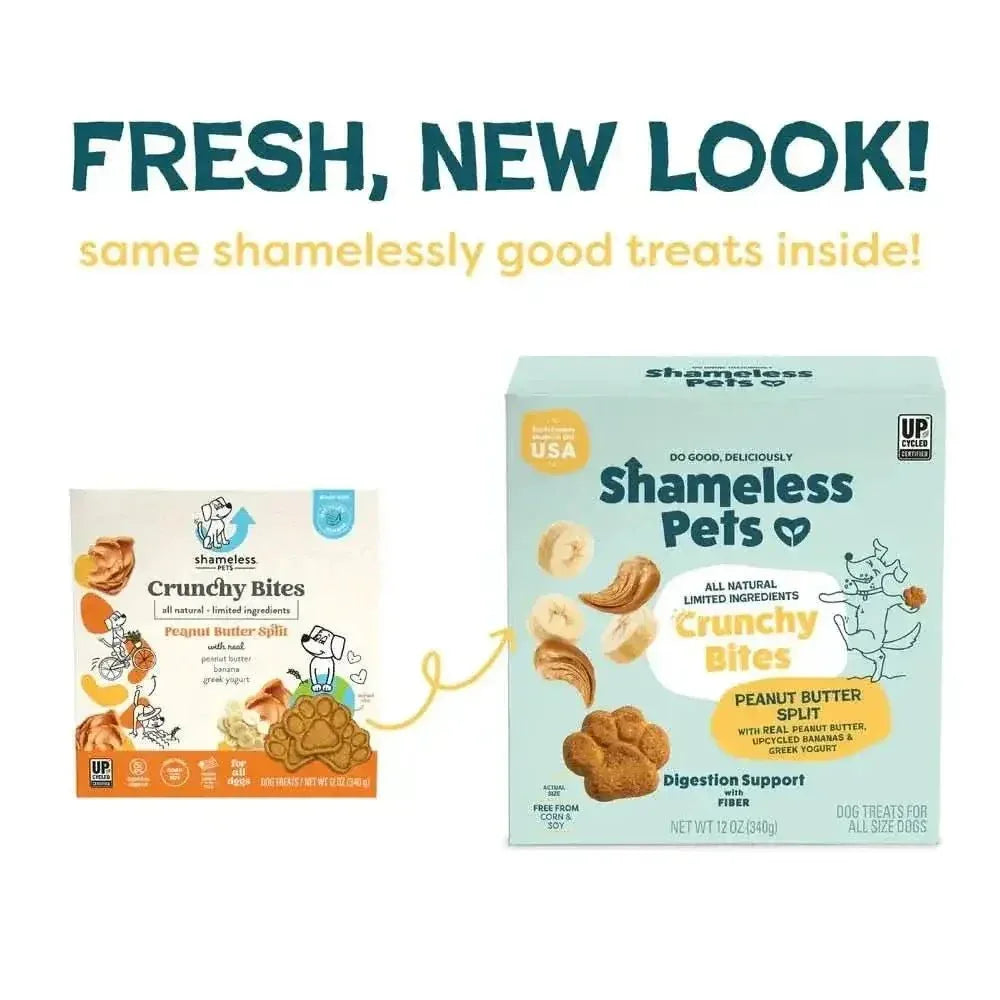 Shameless Pets Peanut Butter Split Peanut Butter & Yogurt Flavor Crunchy Dog Treats 10oz - Talis Us