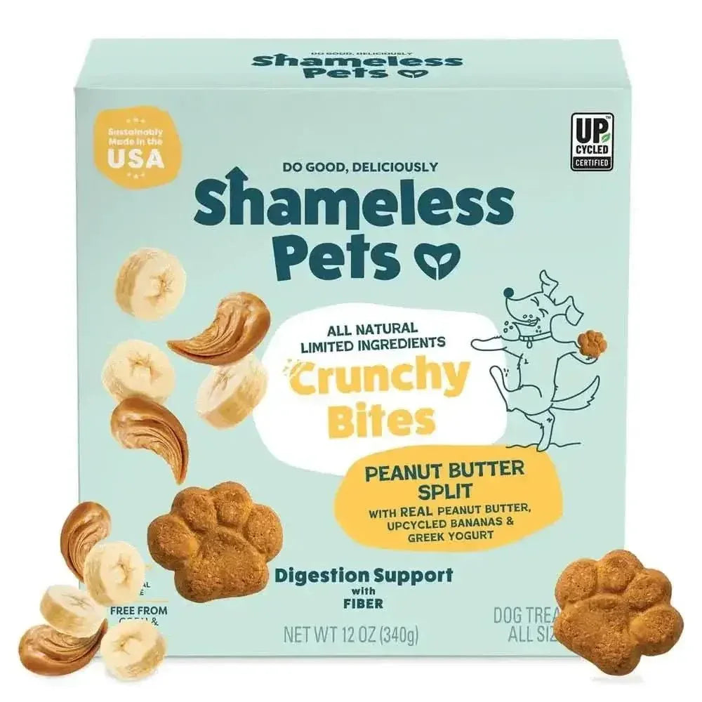 Shameless Pets Peanut Butter Split Peanut Butter & Yogurt Flavor Crunchy Dog Treats 10oz - Talis Us