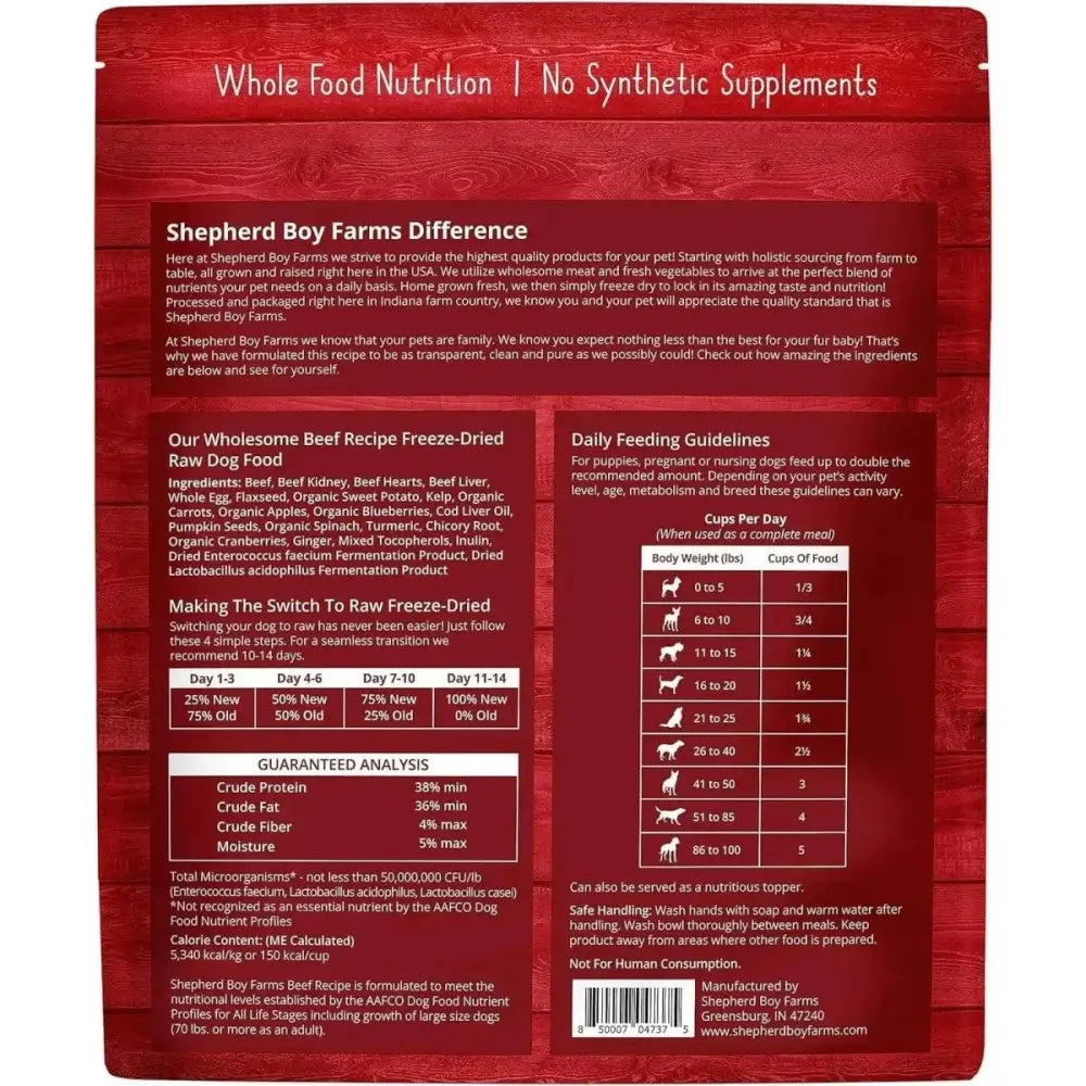 Shepherd Boy Farms Freeze Dried Beef Recipe Dog Food 14 oz - Talis Us
