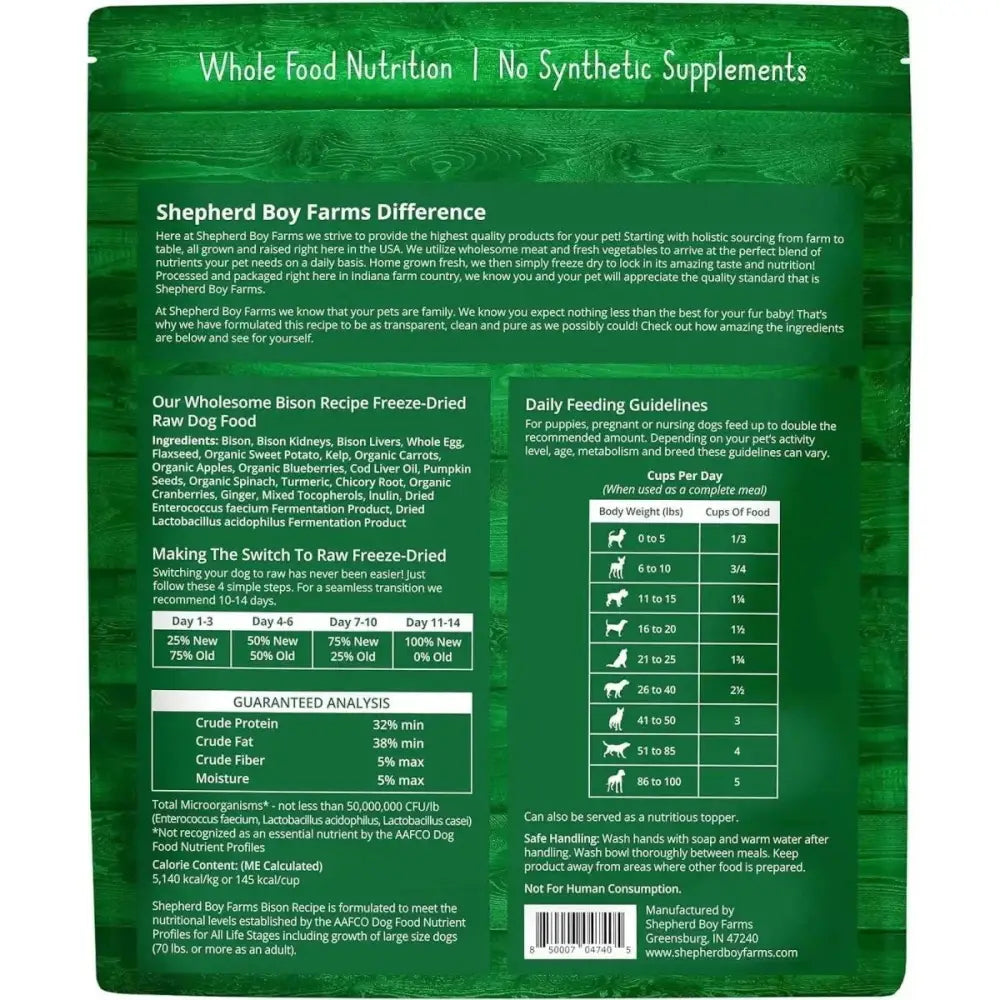 Shepherd Boy Farms Freeze Dried Bison Recipe Dog Food 14 oz - Talis Us